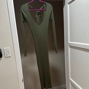 NBD Olive Backless Ribbed Dress